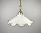 Long Vintage Ceiling Lamp with White Glass Shade & Metal Fitting, Image 2