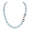 Rose Gold and Silver Necklace in Aquamarine and White Stones 1