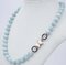 Rose Gold and Silver Necklace in Aquamarine and White Stones 2