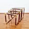 Tables Gigognes Mid-Century en Laiton et Briarwood, Italie, 1965, Set de 3 1