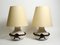 Mid-Century Italian White Ceramic Table Lamps with Original Shades, 1950s, Set of 2, Image 1