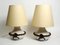 Mid-Century Italian White Ceramic Table Lamps with Original Shades, 1950s, Set of 2 2