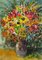 Uldis Krauze, Ramo de flores con girasoles, década de 2000, óleo a bordo, Imagen 1