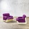Purple Fabric Armchairs & White Plastic Body attributed to Guarnacci, Padovano and Vagnoni for 1P, 1970s, Set of 2 1