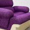 Purple Fabric Armchairs & White Plastic Body attributed to Guarnacci, Padovano and Vagnoni for 1P, 1970s, Set of 2 2