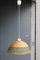 Lámpara colgante de cúpula de paja tejida, Italia, años 60, Imagen 1