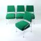 Chrome & Green Fabric Dining Chairs, Former Czechoslovakia, 1960s, Set of 4 1