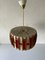 Red & Beige Fabric Shade Pendant Lamp in Wood, 1960s, Germany 4