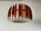 Red & Beige Fabric Shade Pendant Lamp in Wood, 1960s, Germany 9