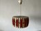 Red & Beige Fabric Shade Pendant Lamp in Wood, 1960s, Germany 3