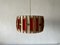 Red & Beige Fabric Shade Pendant Lamp in Wood, 1960s, Germany, Image 1