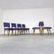 Stühle aus Eschenholz & Blauem Stoff, 1960er, 6 . Set 2