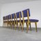 Stühle aus Eschenholz & Blauem Stoff, 1960er, 6 . Set 3