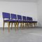 Stühle aus Eschenholz & Blauem Stoff, 1960er, 6 . Set 6