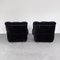 Fauteuils en Velours Noir, 1970s, Set de 2 7