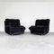 Fauteuils en Velours Noir, 1970s, Set de 2 1