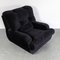 Fauteuils en Velours Noir, 1970s, Set de 2 2