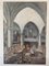 Georges Roussin, Interno di una chiesa, metà XIX secolo, Acquarello e tela, Incorniciato, Immagine 3