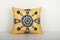 Yellow Suzani Cushion Cover with Floral Pattern, Uzbekistan, 2010s 1