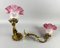 Brass Wall Lights with Flower Shades, France, 1920s, Set of 2, Image 2