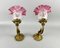 Brass Wall Lights with Flower Shades, France, 1920s, Set of 2 1