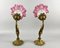 Messing Wandlampen mit Blumenschirmen, Frankreich, 1920er, 2er Set 4