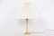 Brass Table Lamp with Lampshade from Le Klint, Denmark, 1920s, Image 1