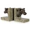 French Bronze and Marble Dog Head Book Ends, 1910s, Set of 2 2