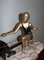Art Deco Femme aux Lévriers Sculpture, 1930, Metal on Marble Base, Image 4