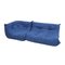 Togo Sofa and Corner Sofa in Blue Velvet by Michel Ducaroy for Ligne Roset, 1970s, Set of 2 3