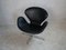 Swan Chair 3320 in Black Leather by Arne Jacobsen for Fritz Hansen, 1950s 3