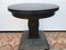 Black Round Table on a Leg Covered with Pressed Brass Sheet. 1920s 1