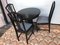 Tavolo e sedie rotondi in ottone sbalzato nero, anni '20, set di 4, Immagine 32