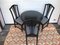 Tavolo e sedie rotondi in ottone sbalzato nero, anni '20, set di 4, Immagine 5