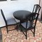 Black Round Brass Embossed Sheet Table & Chairs, 1920s, Set of 4 31
