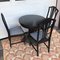 Black Round Brass Embossed Sheet Table & Chairs, 1920s, Set of 4, Image 31