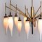 Italian Milkglass and Brass Chandelier from Stilnovo, 1960s, Image 7