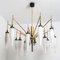 Italian Milkglass and Brass Chandelier from Stilnovo, 1960s 3