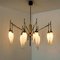 Italian Milkglass and Brass Chandelier from Stilnovo, 1960s 9