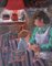 Emilio Grau-Sala, Scène d'intérieur avec mère et enfant, Oil on Wood, Framed, Image 2