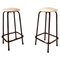 Vintage Velvet and Iron Stools, Italy, 1960s, Set of 2 2