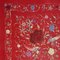 Mantón de piano chino de seda roja con pájaros y flores, años 20, Imagen 15