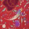 Mantón de piano chino de seda roja con pájaros y flores, años 20, Imagen 12