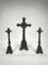 Antique Crucifix with Holder in Wrought Iron, Set of 3 1