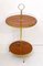 Small Round Tripod Pedestal / Bar Table in Varnished Wood & Gold Metal, 1970s 11