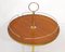 Small Round Tripod Pedestal / Bar Table in Varnished Wood & Gold Metal, 1970s 10