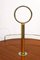 Small Round Tripod Pedestal / Bar Table in Varnished Wood & Gold Metal, 1970s 5