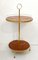 Small Round Tripod Pedestal / Bar Table in Varnished Wood & Gold Metal, 1970s 1