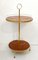 Small Round Tripod Pedestal / Bar Table in Varnished Wood & Gold Metal, 1970s, Image 1