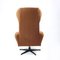 Mid-Century Wing Swivel Chair in Brown Fabric, Former Czechoslovakia, 1960s 6